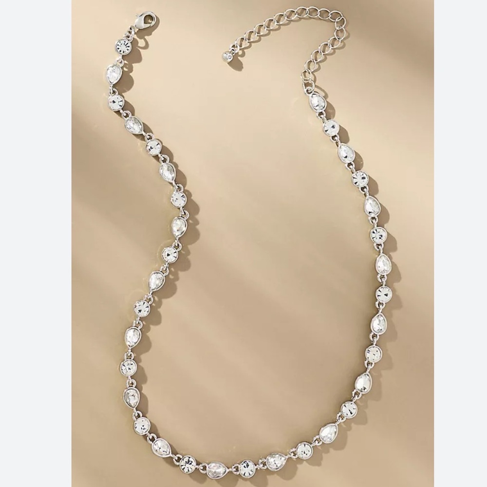 Anthropologie Silver Crystal Necklace